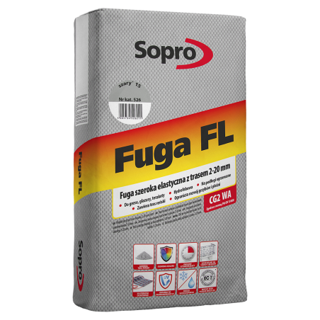 Fuga FL SOPRO szeroka elastyczna betonowa szara z trasem 2-20mm 25kg
